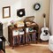 Rustic Brown Engineered Wood Vinyl Record Player Stand with USB and AC